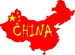 Chinese flag set on the map of China